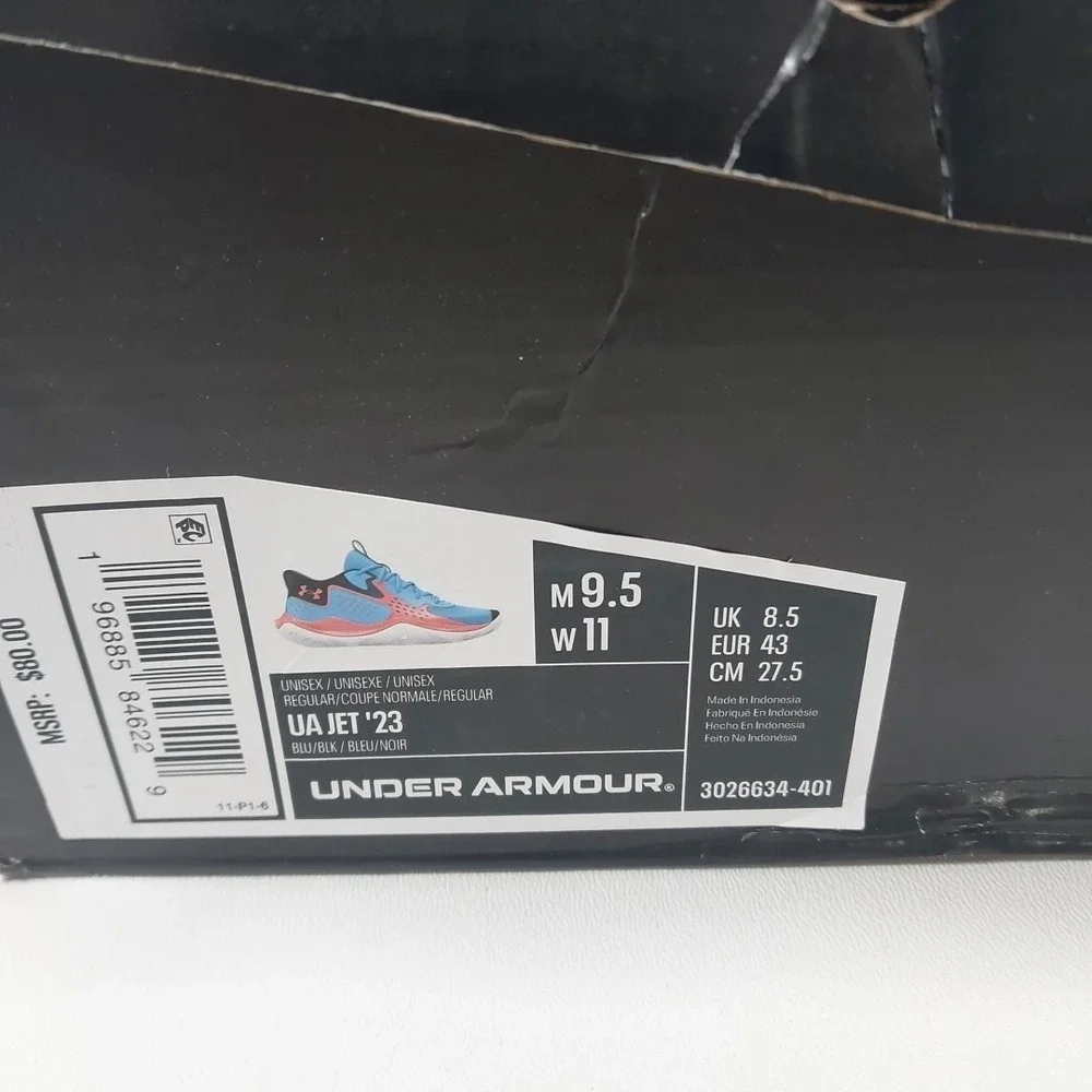 NWB-UNDER ARMOUR JET '23 UNISEX SHOES BLUE/Red SIZE M 9.5